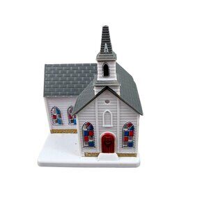 Cobblestone Corners Church Miniature Lighted Building Battery Operated Holiday